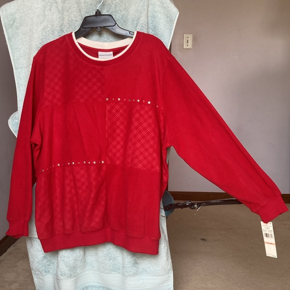 Alfred Dunner pullover red top with bling accents size 2X - Picture 9 of 17